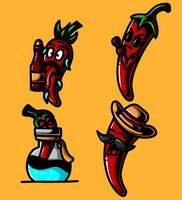 un illustration de une coloré le Chili mascotte vecteur