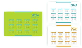 mensuel calendrier modèle pour 2024 an. mur calendrier dans une minimaliste style. la semaine départs sur dimanche. planificateur pour 2024 an. vecteur