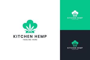 création de logo d'espace négatif de cannabis de cuisine vecteur