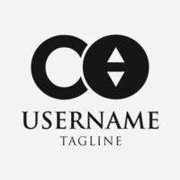 le lettre c et une logo est dans une minimaliste noir style et les usages une blanc Contexte vecteur