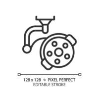chirurgical lampe pixel parfait linéaire icône. en fonctionnement pièce lumière. opération théâtre. chirurgien outil. intensif se soucier. mince ligne illustration. contour symbole. vecteur contour dessin. modifiable accident vasculaire cérébral