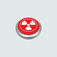 rouge nucléaire bouton illustraton conception, rouge pousser bouton avec nucléaire symbole vecteur