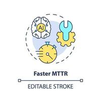 2d modifiable plus rapide mttr icône représentant ai opérations, isolé vecteur, multicolore mince ligne illustration. vecteur