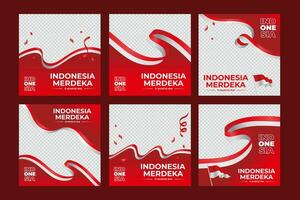 Indonésie Merdeka social médias twibbon modèle collection vecteur