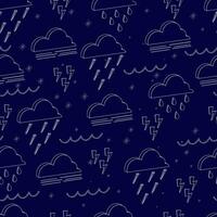 sans couture tuile de isolé blanc contour 3d temps Icônes sur bleu Contexte avec nuage, pluie, neige, foudre pour textile, emballage. vecteur illustration.
