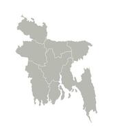 vecteur isolé illustration de simplifié administratif carte de Bangladesh. les frontières de le provinces, Régions. gris silhouettes. blanc contour.