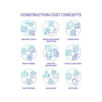 ensemble de 2d mince ligne pente Icônes représentant construction coût, isolé vecteur, linéaire illustration. vecteur