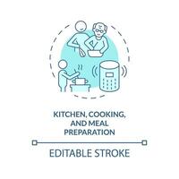 2d modifiable mince ligne icône cuisine cuisine et repas préparation concept, isolé vecteur, bleu illustration représentant arène. vecteur