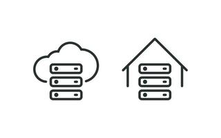 sur place et nuage Les données icône. réseau serveur vecteur conception.