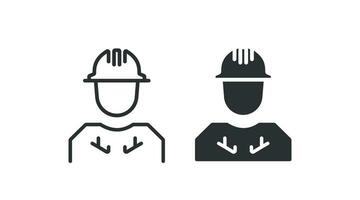 construction ouvrier icône. homme dans casque illustration symbole. signe emploi Humain vecteur