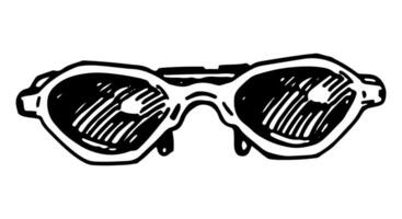 des lunettes de soleil esquisser clipart. été accessoire griffonnage isolé sur blanche. main tiré vecteur illustration dans gravure style.