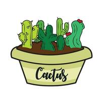 groupe de différent coloré cactus sur une pot vecteur illustration