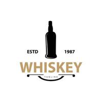 whisky logo conception vieux boisson bouteille Facile style rétro ancien bar restaurant modèle illustration vecteur