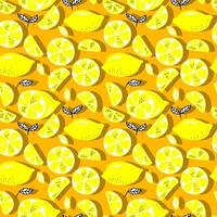 citrons de modèle sans couture de vecteur et citrons tranchés sur un fond. motif de citron d'été pour le fond, le tissu, le papier, le textile, les invitations, les pages Web.