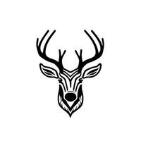 silhouette noir cerf visage icône, cerf logo concept vecteur illustration