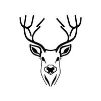 silhouette noir cerf visage icône, cerf logo concept vecteur illustration