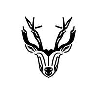 silhouette noir cerf visage icône, cerf logo concept vecteur illustration