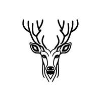 silhouette noir cerf visage icône, cerf logo concept vecteur illustration