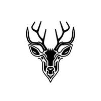 silhouette noir cerf visage icône, cerf logo concept vecteur illustration