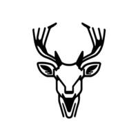 silhouette noir cerf visage icône, cerf logo concept vecteur illustration