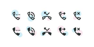 téléphone appel icône ensemble. combiné illustration symbole. signe parler téléphone vecteur