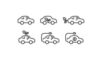ev électrique véhicule ligne icône ensemble. éco auto. vecteur illustration conception.