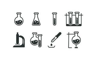 tchimie icône ensemble. science illustration symbole. signe tester tubes vecteur