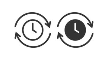 retour temps heures icône. rafraîchir temps symbole. signe app bouton vecteur plat.