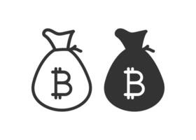 sac de bitcoins icône. la toile bussines symbole. signe argent vecteur. vecteur
