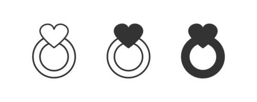 cœur avec bague icône. romance décoration symbole. signe Valentin vecteur. vecteur