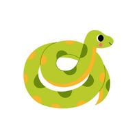 vecteur illustration de mignonne dessin animé vert anaconda isolé sur blanc Contexte.