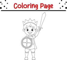 content prince avec épée coloration page vecteur