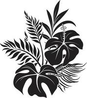 tropical élégance noir vecteur icône vibrant jungle Floraison vecteur conception