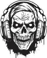 sinistre dj résonance zombi casque de musique ouvrages d'art spectral zombi Beats casque de musique vecteur image