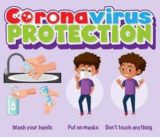 bannière de protection contre les coronavirus avec prévention de covid-19 vecteur