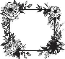 pétale à motifs périmètre noir conception icône fleuri fleur limite vecteur icône
