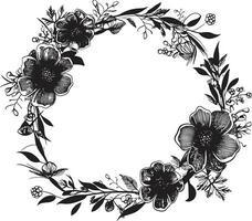 fleur orné frontière décoratif icône artistique pétale périmètre noir vecteur Cadre