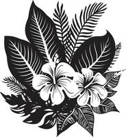luxuriant floral havre vecteur conception tropical jardin merveille noir icône