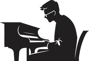 piano sonate virtuose noir icône rhapsodique joueur vecteur noir conception