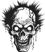 des morts-vivants dérangé emblème fou crâne des morts-vivants folie vecteur icône