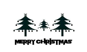 Noël arbre silhouette, vecteur icône de Trois noir Noël des arbres et joyeux Noël salutations