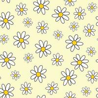 sans couture modèle avec camomille dans griffonnage style. Marguerite fleur sans couture sur Jaune Contexte. floral vecteur illustration pour imprimer.