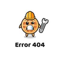 erreur 404 avec la mascotte mignonne de gaufre de cercle vecteur