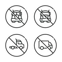 interdiction un camion symbole ensemble vecteur. non un camion signe symbole ensemble vecteur