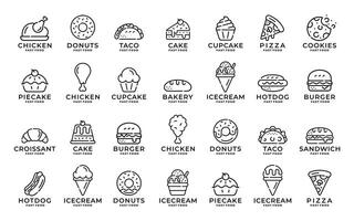 casse-croûte nourriture logo ensemble conception vecteur illustration