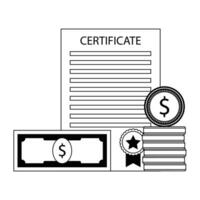 investissement dans éducation. argent et certificat l'obtention du diplôme. vecteur illustration