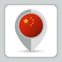 Chine drapeau épingle carte icône vecteur