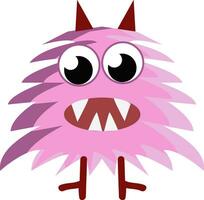 dessin animé de une effrayant rose velu créature avec canin les dents vecteur Couleur dessin ou illustration