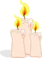Trois de couleur rose bougies embrasé avec une brillant Jaune flamme vecteur ou Couleur illustration