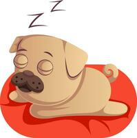 pug dormir, illustration, vecteur sur fond blanc.